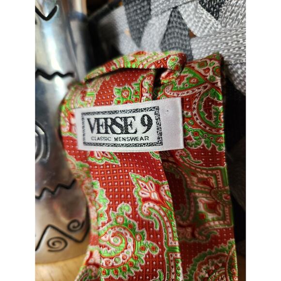Verse 9 IX Maurizio $100 Red Paisley Silk Tie Designer Maximalist Chic - Picture 6 of 7